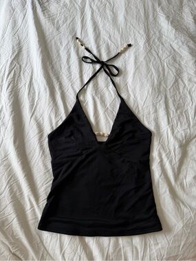 Black Halter beads Top